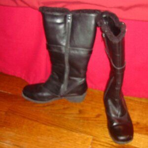 Tender Tootsie Black Leather Tall Winter Boots Dress Boots Size 8